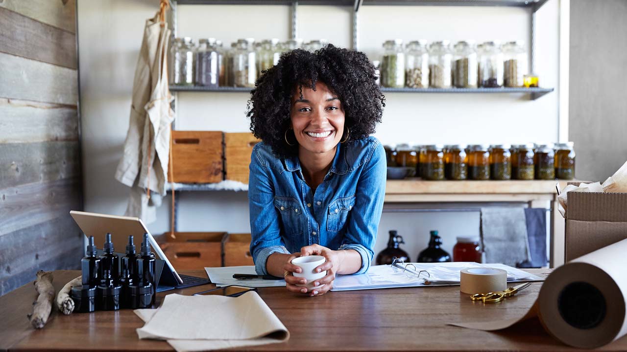 woman behind counter