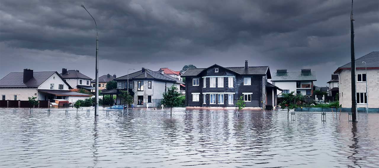 neighborhood is flooded