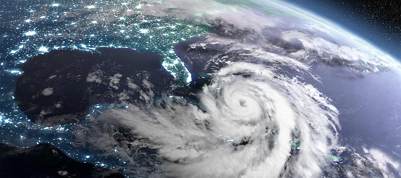 view from space of hurricane