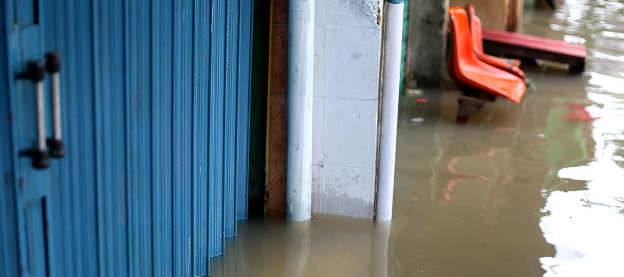 flooded industrial door