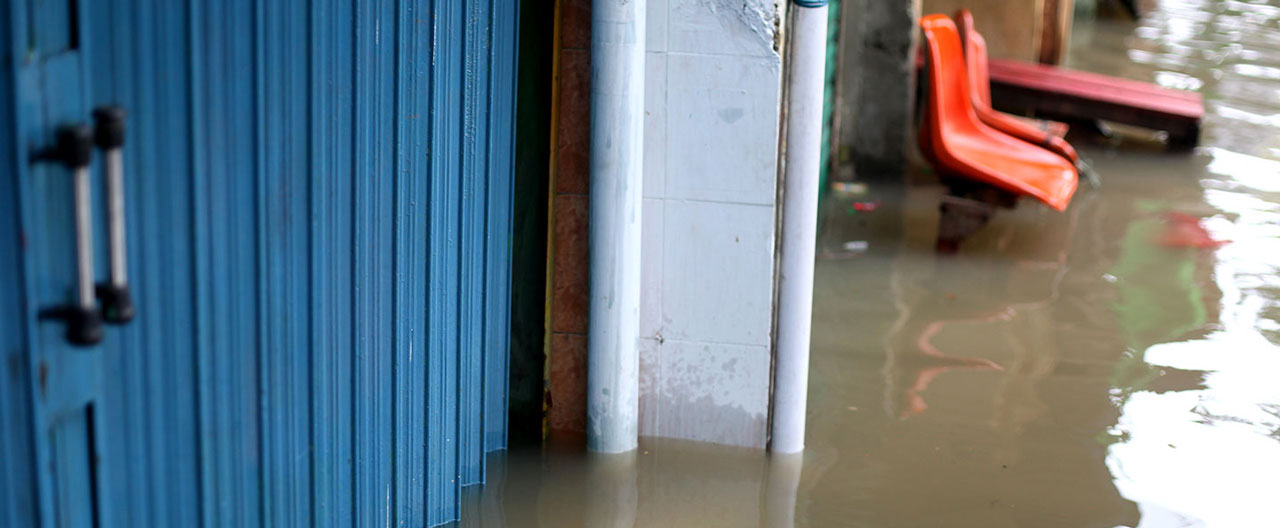 flooded industrial door