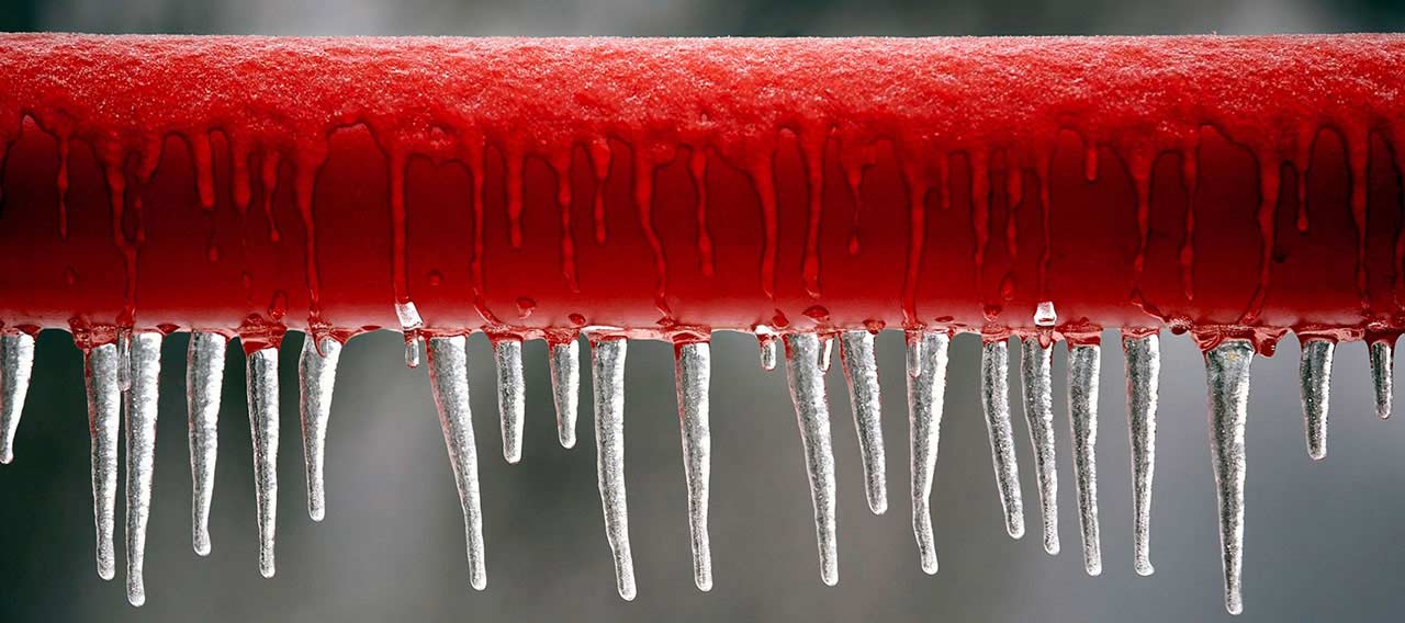 frozen red pole