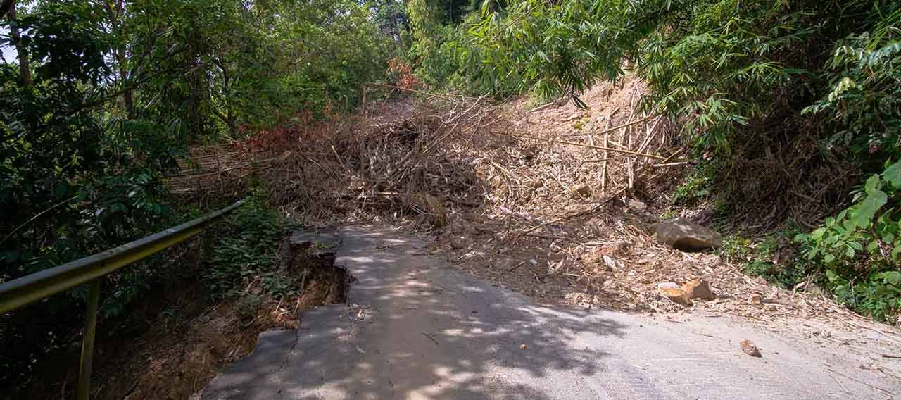 landslide on mountain road