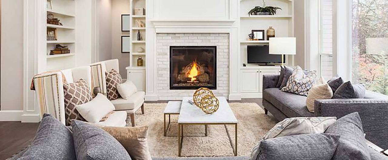 living room with fireplace